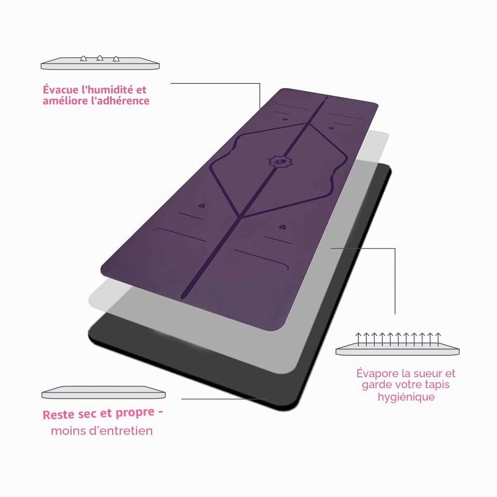 Liforme Imprimé – Tapis de yoga - Design d'alignement breveté | Adhérence Exceptionnelle, Écologique, Non Toxique, Résistant à la Transpiration, long et large, 4,2 mm, Sac de Yoga Offert
