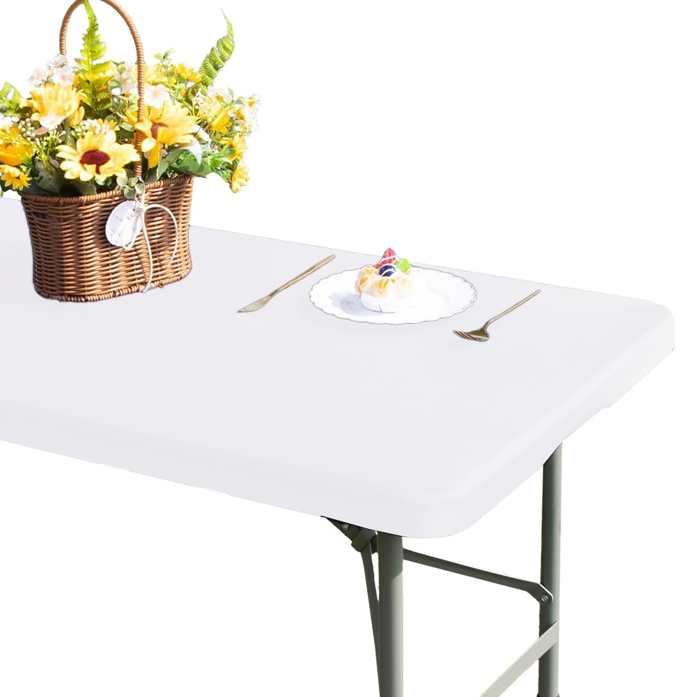 GORGECRAFT 182x75cm Outdoor Folding Table Cloth Rectangle Picnic TableCloth Waterproof Elastic Fitted Table Covers Fits for 6ft Tables Washable Wipeable Fabric Tablecloth for Outdoor Camping Banquet