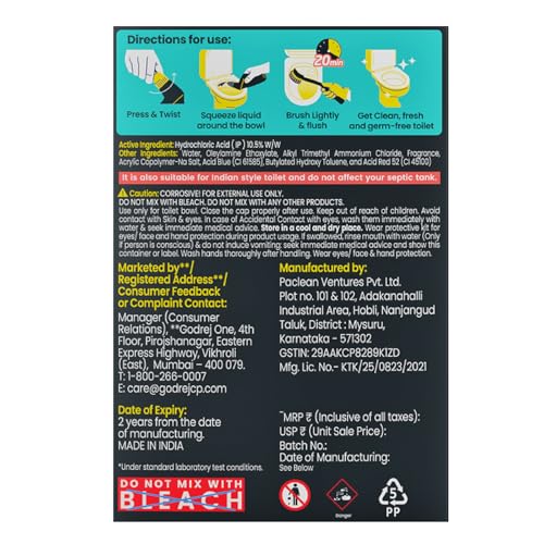Image of Toilet Cleaner - 525ml (Pack of 3) | Disinfectant Toilet Cleaner | Original | Kills 99.9% Germs