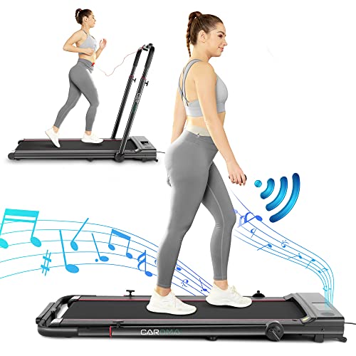 Caroma Folding Treadmill for Home, Portable Treadmill with LED Display & Bluetooth Speaker, 2.5HP Manual Treadmill with APP Control, Small Treadmill for Apartment