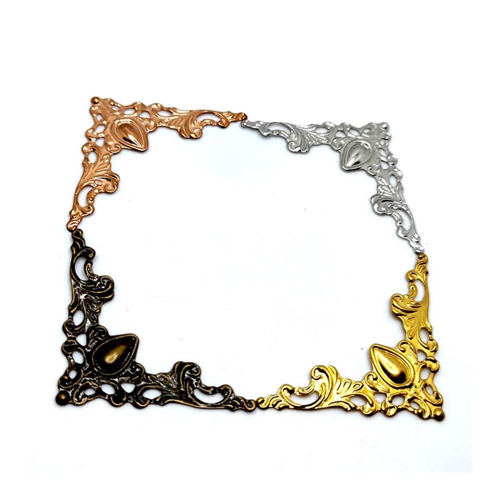 Ochraniacz narożników książki, 41X41mm 4 kolorowe metalowe narożniki do albumów fotograficznych, scrapbookingu, DIY, ochraniacze narożników menu, rzemiosło (mix, 20 szt.)(Mix,100PCS)