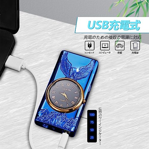 YOZWOO Electronic Lighter, Windproof and Waterproof, Large Capacity Battery, for Outdoor, Camping, Fireworks, Cigarettes, Rechargeable (Blue)