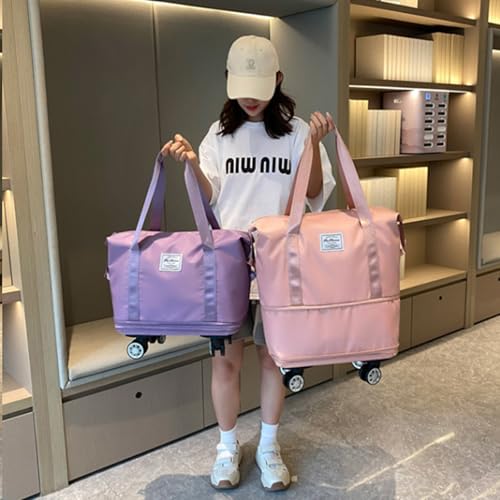 Beente Travel Bag with Wheels - 2025 New Large Capacity Travel Bag, Equipped with Detachable Universal Wheels, The Foldable Carry-On Luggage Bags is Suitable for Trips, (Black)3