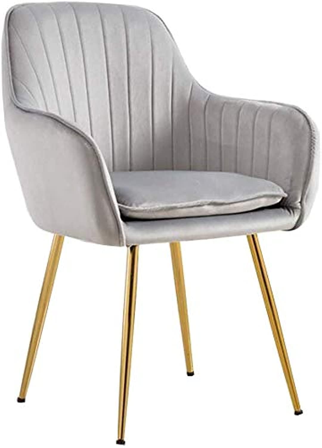 Smilee Dining Room Restaurant Chair Hotel chair Office Visitor Chair Modern high back gray Velvet luxury Fabric Dining chair with gold legs