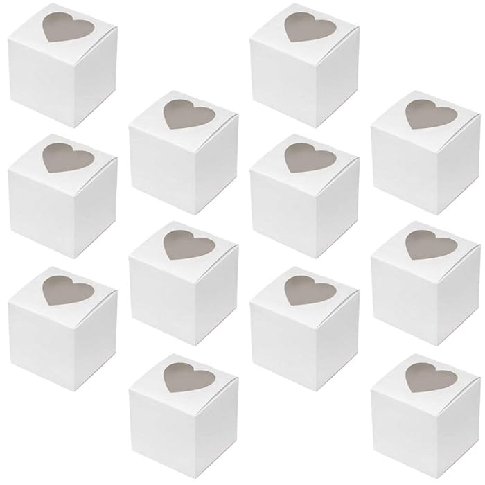 Buy Hemoton 50pcs Mini Single Favor White Cupcake Boxes with Heart