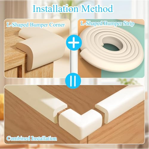 Image of ZOMPAGO Baby Proofing Edge Protector,8 Corner Guards Foam L-Shape Self-Adhesive Corner Guards,Baby Crib Bumper Pad,Wall & Corner Protector Baby,Foam Corner Protectors for Nursery Kitchen Fireplace