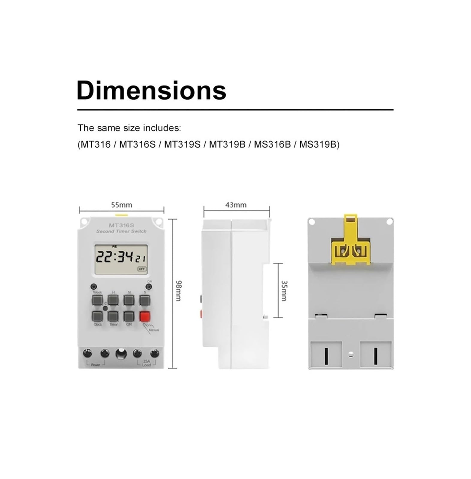Temporizador programable de 220 V y 25 A con Interruptor y Controlador de Tiempo de Timbre Escolar