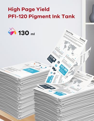 Image of PFI-120 Ink Cartridges PFI-120MBK PFI-120BK PFI-120C PFI-120M PFI-120Y | Replacement for Canon PFI-120 PFI120 Pigment Ink Tank for TM-300 TM-305 TM-200 TM-205 Printer Ink 5-Pack (MBK /BK /C /M /Y)