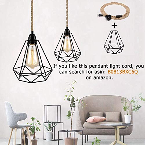 Vintage Metal Bulb Guard Cage Lamp Shade - MOTENT Industrial Ecopower Lighting Antique Holders Iron Wire Diamonds Shape Open Style for Ceiling Fan Light Bulb Covers Pendant Lighting Fixture Wall Lamp