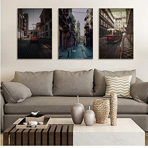Habiller un grand mur vide de salon avec une grande toile paysage vintage créatif 50x70cm