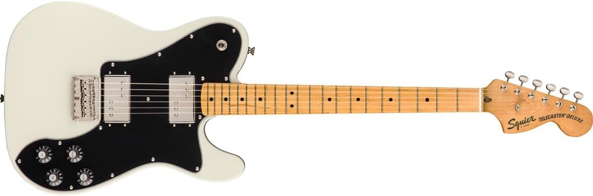 Squier Classic Vibe 70s Deluxe Telecaster Electric Guitar, with 2-Year Warranty, Olympic White, Maple Fingerboard