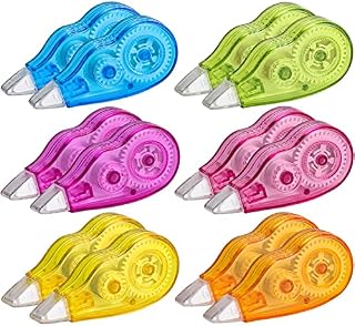 Unvtap 12 PCS Correction Tapes 4m x 5mm Mini Pocket Correction Tape Roller, Mouse Correction Tape, Easy Correct Correction Tape Roller for School and Office(6 Colors)