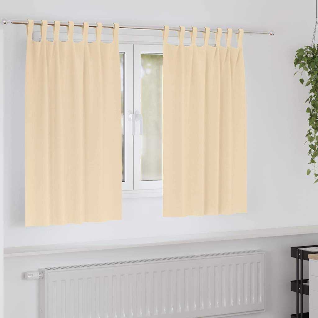 Set di 2 tende oscuranti con occhielli, in poliestere, oscuranti, per soggiorno, camera da letto e ufficio, 140 x 140 cm, colore: crema
