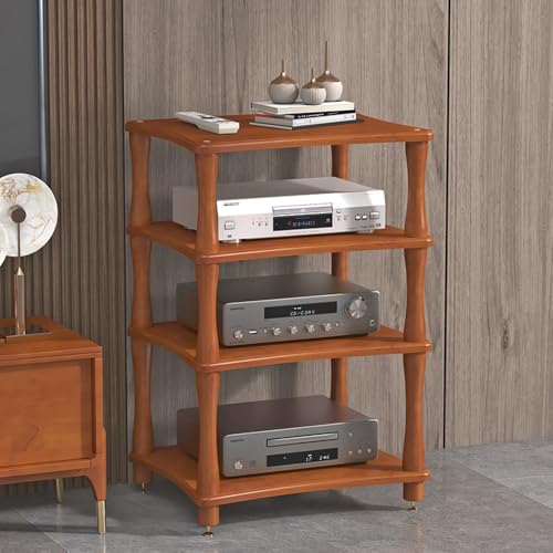 Estantería estéreo premium de 4 niveles color teca, mueble de alta fidelidad para el hogar y oficina