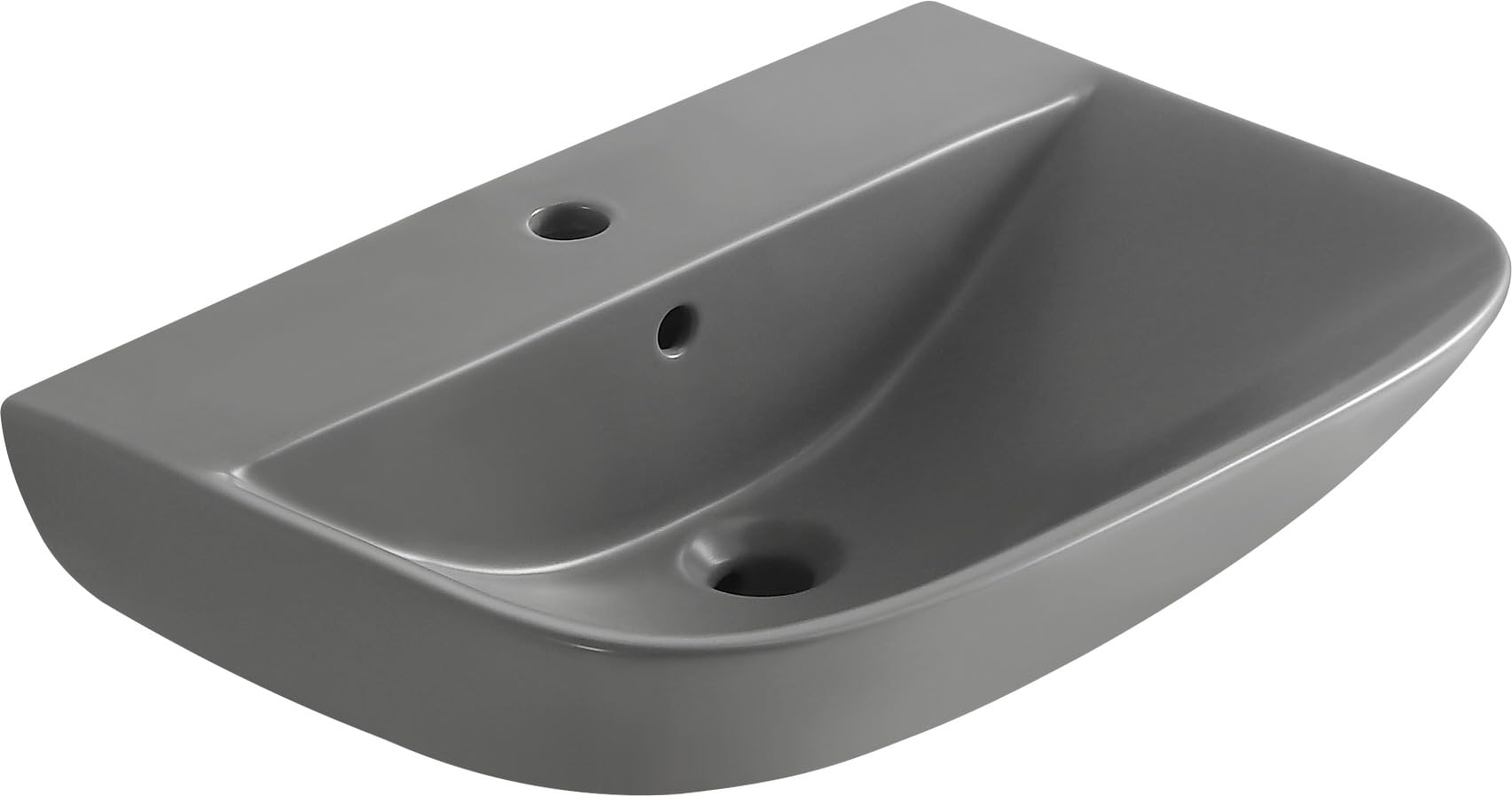 sanicomfort Waschbecken Rivo 60 cm hellgrau matt, Hänge Waschtisch aus Keramik