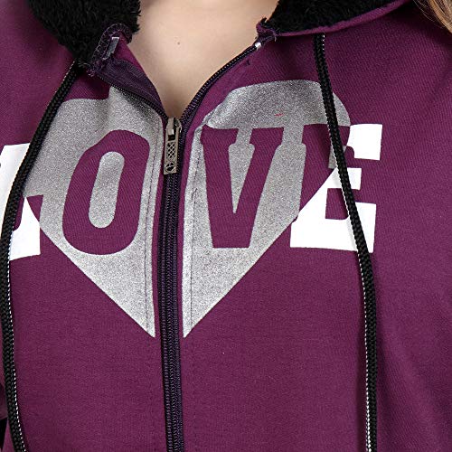 Image of Matelco Women Printed Sweatshirt with Hooded (Dark Pink S)