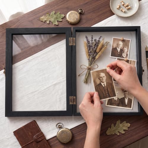 Image of TJ.MOREE Small Shadow Box 5x7 Memory Display Case Wood icture Frame Black