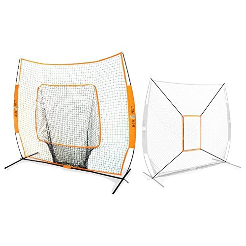 Bownet 7' x 7' Original Big Mouth Portable Training Sock Net with Strike Zone Attachment