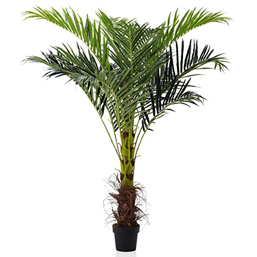 INMOZATA Artificial Areca Palm Tree Tropcial Plant Decorative Fake Plants in Pot for Indoor Outdoor Garden (Height: 180cm)