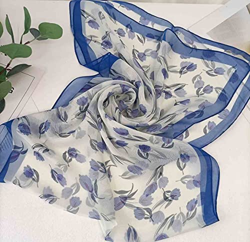 Image of Pokeedioty Scarfs for Women Lightweight Scarves Elegant Floral Pattern Sheer Scarfs Shawls Wraps