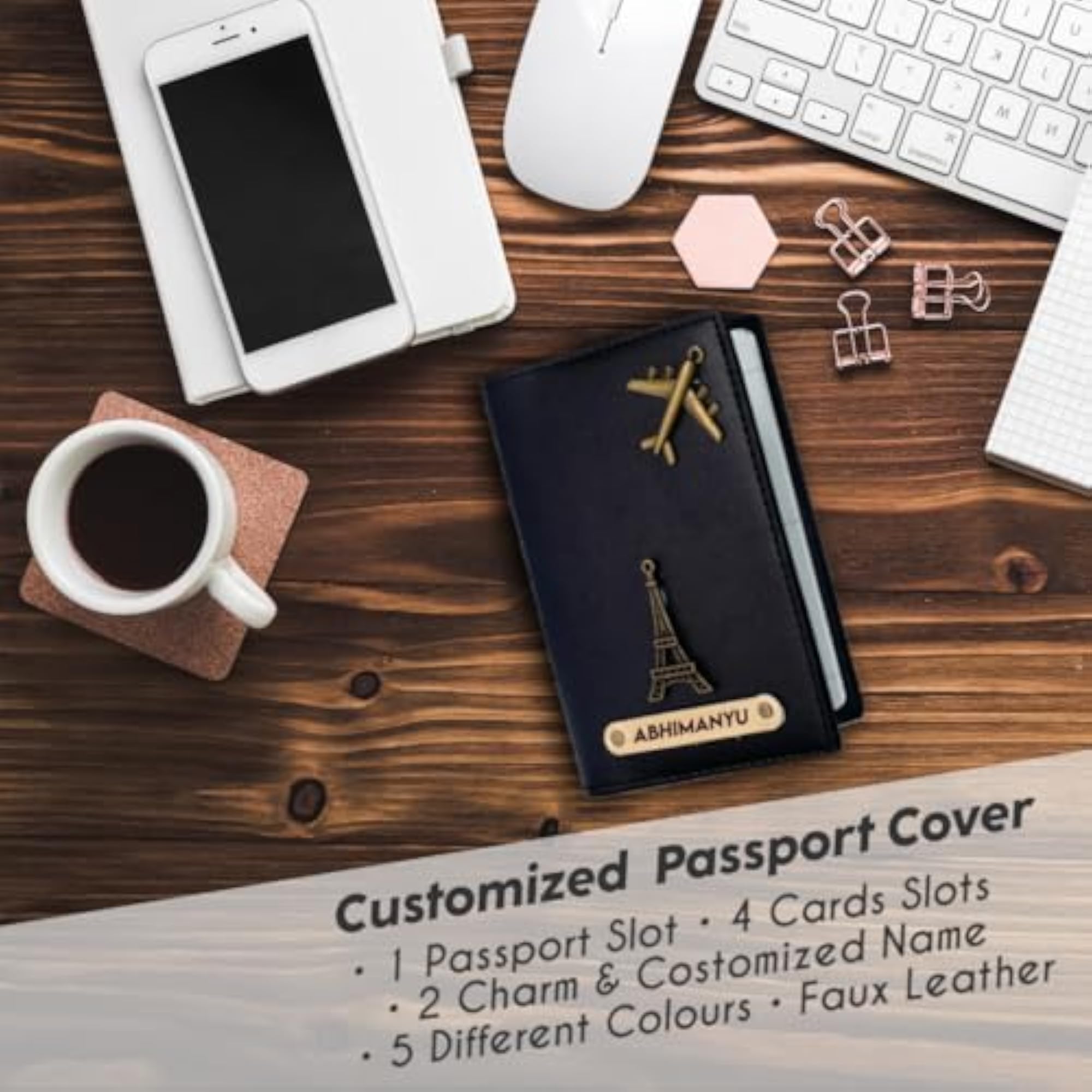 Faux Vegan Leather Customized Passport Cover for Travel