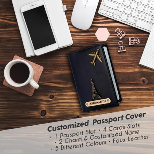 Image of Personalized Wallet, Keychain and Passport Combo | Personalized Wallet Keychain Passport Set with Name Printed Keychains pssports for Men | Customised Gift Set for Men with Name & Charm, Black
