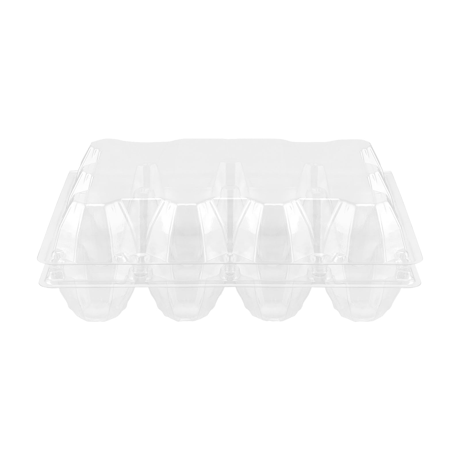 FUNSUEI 100 Piezas de Cajas de Huevos de Plástico Transparentes con 12 Unidades, Bandejas Blancas para Almacenamiento de Huevos, 19,3 x 14,6 x 6,2 cm