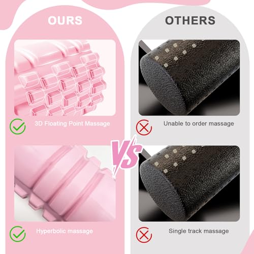 Rouleau de Massage Foam Roller Pilates Colonne Yoga Rose Rouleau de Mousse Multifonction Idéal pour le Renforcement Musculaire le Fitness et le Massage des Fascias, Utilisé à la Maison et au Gymnase. – Image 5