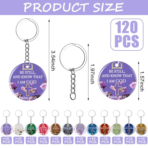 Image of Janmercy 120 Pcs Acrylic Christian Keychain Bulk Floral Bible Verse Keychain Religious Scripture Jewelry Gifts for Women Men