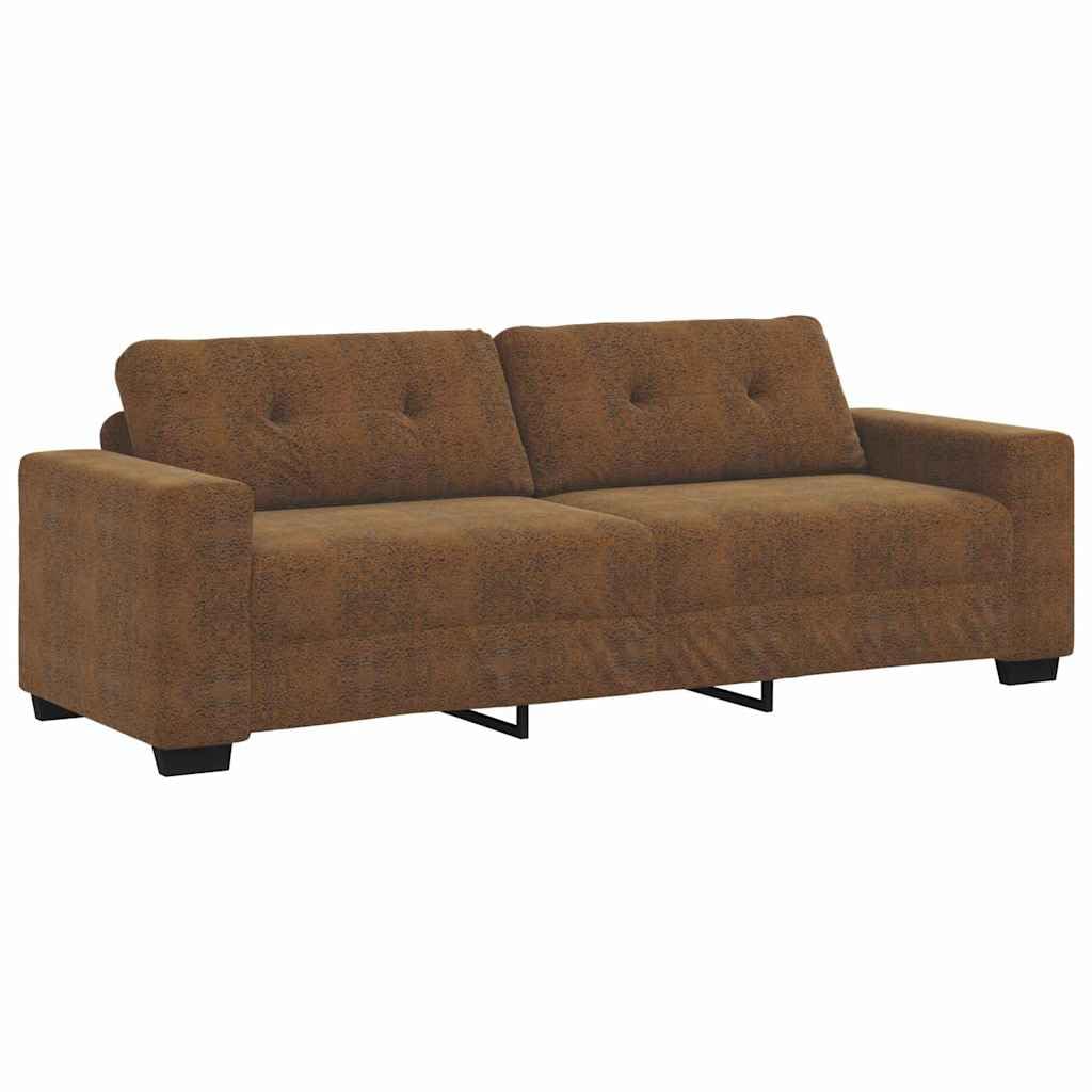 vidaXL Sofá marrón Moderno de 3 plazas, fácil de armar. Ideal para la Sala, Tiene un diseño Duradero y es súper cómodo para relajarte. Es un sofá Rectangular de Tela, hogar.