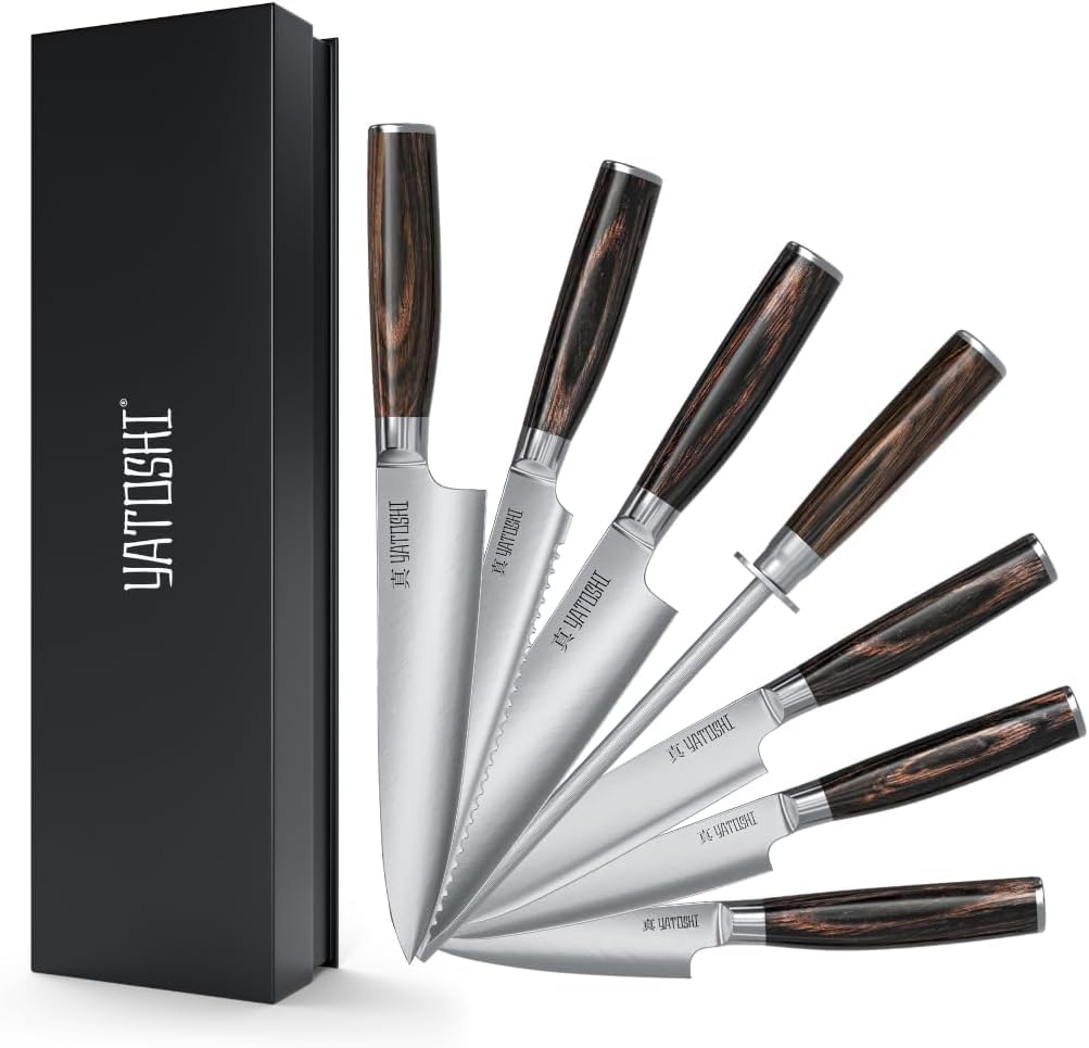 Amazon.com: Yatoshi Kitchen Knife Set - 7 Piece, Ultra Sharp High