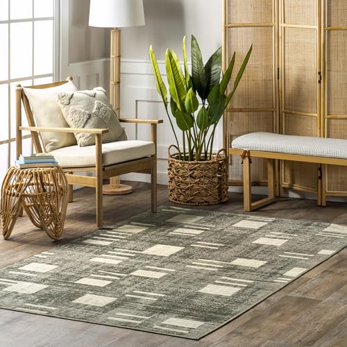 Tapis géométrique transitoire lavable en machine nuLOOM gris 1.5x2.4m