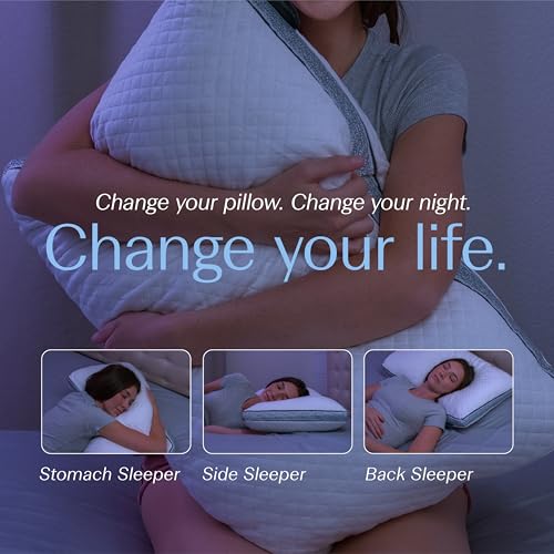 Image of DreamyBlue Gusseted SAPPHIRE Pillow • Adjustable Loft, Luxury Cover, Shredded Memory Foam Fill w /Airflow Beads •Ideal For Wide Shoulders •Neutral Alignment for All • CertiPUR-US Certified Foam (Queen)