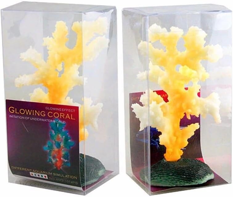 HEPBAK 1pc Glowing Coral Beautiful Aquarium Decoration Landscape Ornaments Home Garden Fish Aquatic Pet Supplies Silica Gel Sea Coral (Color: Silver)