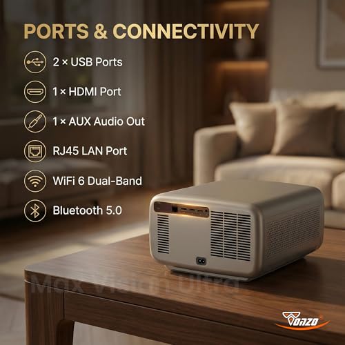 Image of TONZO Max Vision Ultra Android Home Projector 15 Real HDR10+ /HLG 34000 Lumens, 3GB RAM, 128GB ROM Native 1080p Supports 4K Ultra HD Auto Focus & Auto /Electric Keystone HDMI ARC Wi-Fi