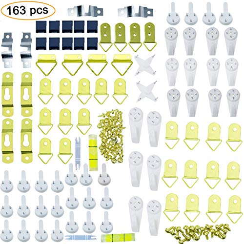 Sackorange 163 Pieces Hook Non-Trace Wall Picture Hook Plastic Invisible Traceless Hardwall Drywall