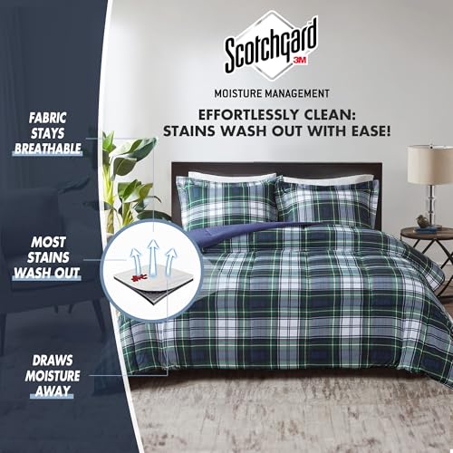 Image of Madison Park Essentials Parkston Plaid Comforter Set Soft Brushed Microfiber College Bedding, 3M Scotchguard Stain Release Cover, Modern All Season Cabin Bedding, Twin /TwinXL, Navy, 2 Piece