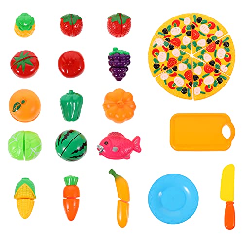 Vaguelly Juguetes De Comida para Niños Juego De 24 Piezas Juguete para Cortar Verduras Y Frutas Juguete De Cocina De Simulación Material Seguro Creatividad