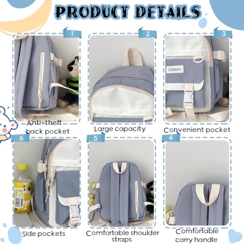 Aesthetic Girls Backpack Kawaii School Bags toast School Cute Pendant Schoolbag for Kids Boys Teenage Primary Secondary（Black）3