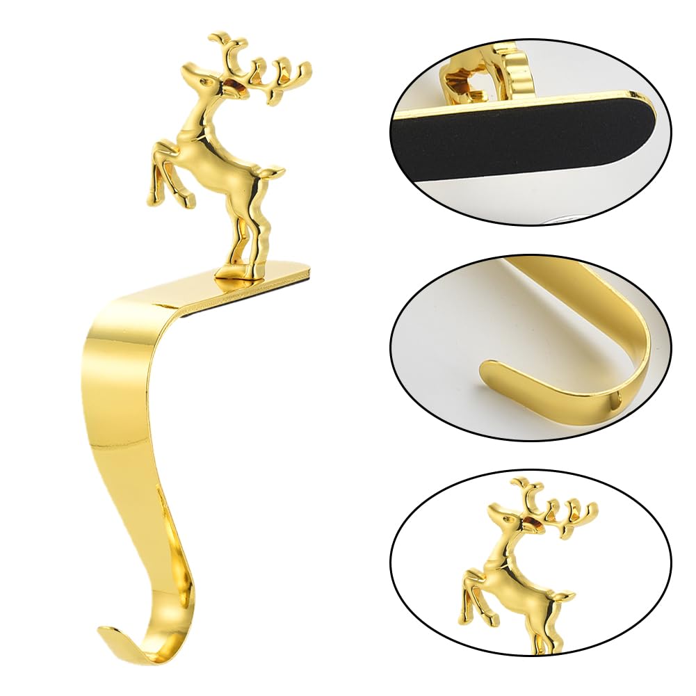 Larfraecy Weihnachtsstrumpf Aufhänger Haken 4 Stück Kaminhalter Haken,Weihnachten Kamin Metall Hängende Haken,Aufhänger Clips Weihnachtsstrumpf Kleiderbügel Rutschfeste Für Weihnachtsfest Dekoration