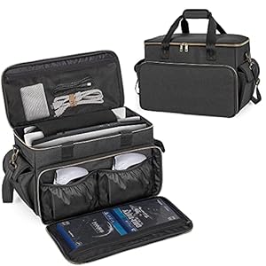 Trunab Tasche Kompatibel mit PS5/PS4/Xbox One, Aufbewahrung für Playstation 4/5 Controller, Tragetasche mit Mehreren Taschen für 15,6-Zoll-Laptop und Gaming-Zubehör