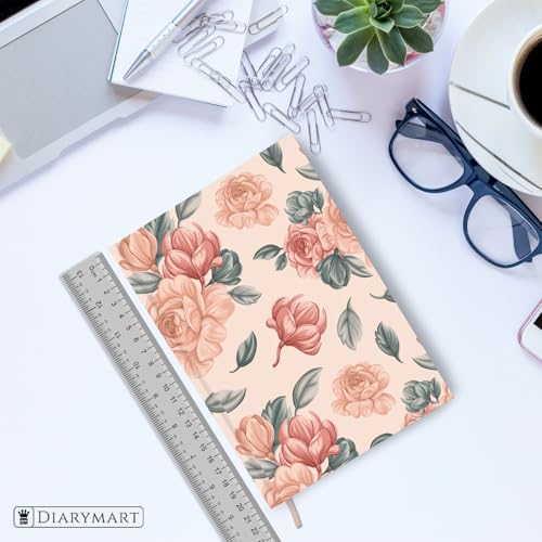 Image of Hard Bound Notebook for Girls & Women | A5 Ruled Journal | 192 Pages | 80 GSM Premium Paper | Designer Laminated Cover | Ribbon Bookmark | Notebook for School, College, Office, Journaling & Note Taking (DM4021)