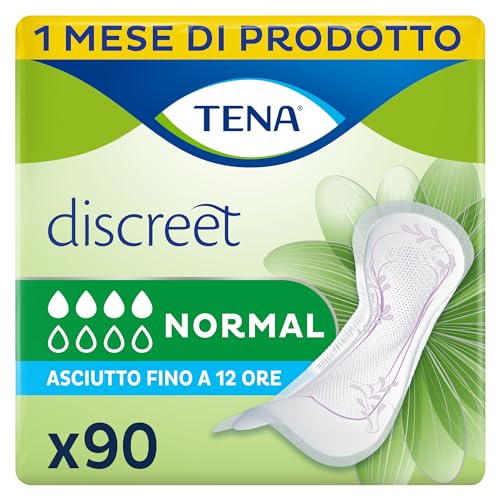 TENA Discreet Normal Pacco Scorta Mensile - Assorbenti per perdite urinarie femminili, discreti e confortevoli, 6 confezioni x 15 assorbenti