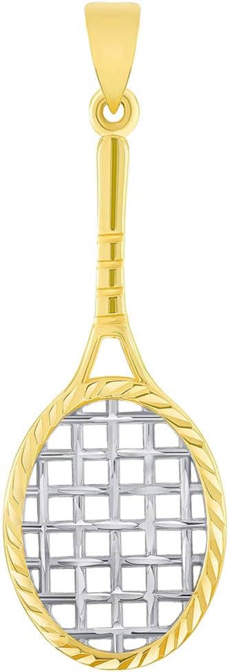 Jewelry America 14k Yellow Gold Textured Tennis Racket Sports Pendant