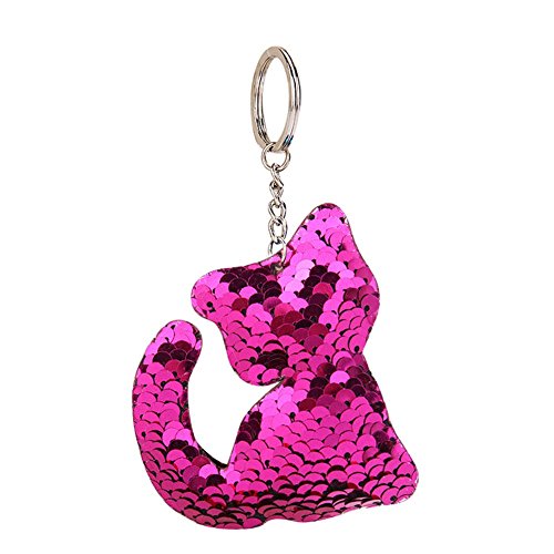 Preisvergleich Produktbild Bangle009 Schlüsselanhänger mit süßem Katzen-Motiv, Pailletten, Schlüsselanhänger, Dekoration, Auto-Tasche, Handtaschen-Anhänger