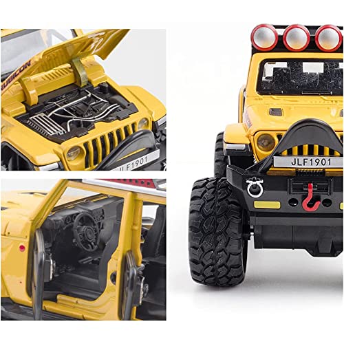 Image of DEUSON ECOM 1:32 Rubicon Toy Car for Kids Diecast Metal Model Cars Light Sound Pull Back Toy Car for Kids