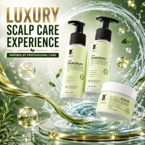 Image of Ultimate Anti-Dandruff Kit -Scalp Scrub, Shampoo and Conditioner (combo) (150ml) | 2% Rosemary Oil, 5% Shea Butter, 2% Salicylic Acid, 0.3% Biotin |Exfoliates, Removes Dead Skin with Reduces Upto 98% Dandruff Helps With Itching For All Hair Type