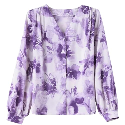 Chemisier simple imprimé floral violet résistant aux plis pour un style impeccable