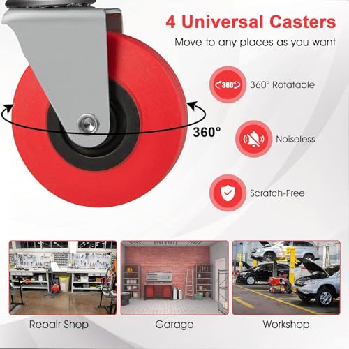 Bargains Crown Workshop Stool on Wheels with Padded Seat & Tool Tray Storage | Mechanics Stool Roller Seat 150 Kg Capacity | Heavy Duty Mechanic Stool Car Creeper for Workshop Garage Auto Repair - Image 3