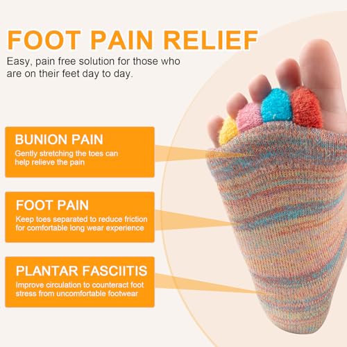 Image of Happy Feet Toe Alignment Separator Socks, Prevent Foot Cramps and hammertoes, Toe Separator Massage Socks